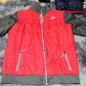 The North Face Red and Gray Full-Zip Jacket. Reversible No Rips